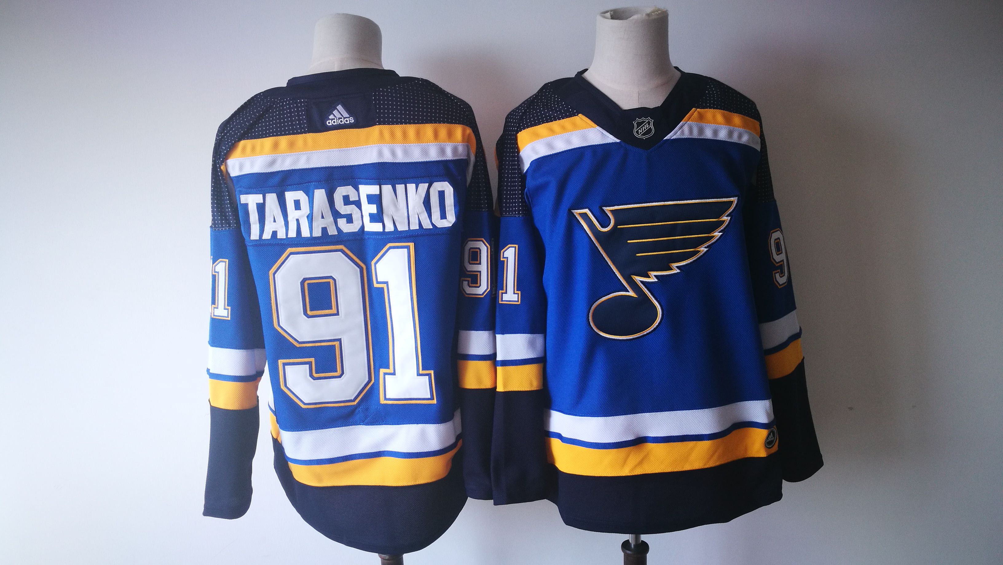 Men St. Louis Blues #91 Vladimir Tarasenko Blue Adidas Hockey Stitched NHL Jerseys->san jose sharks->NHL Jersey